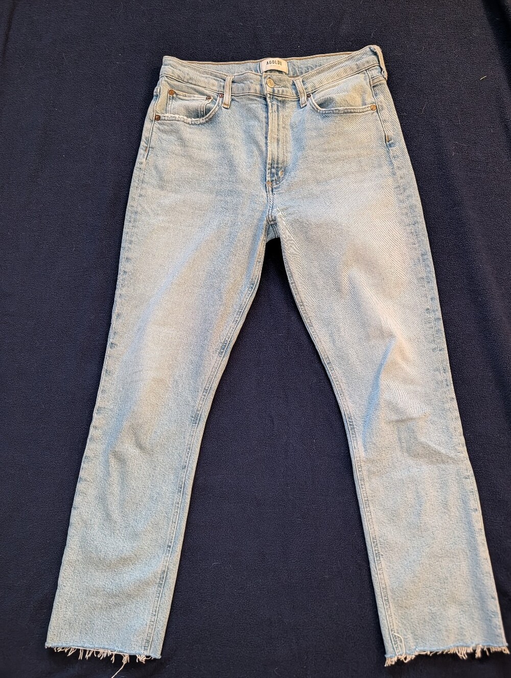 Agolde Women's 28 Light Blue Straight Leg Jeans Raw Hem 90s Grunge